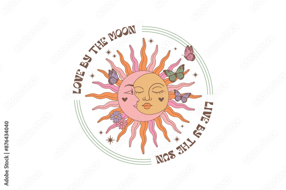 Live By The Sun Love By The Moon, Boho Celestial Sun Sublimation T shirt design Live By The Sun Love By The Moon, Boho Celestial Sun Sublimation T shirt design