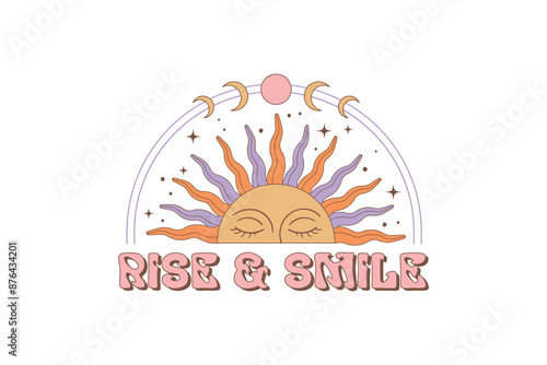 Rise And Smile Boho Celestial Sun Sublimation T shirt design