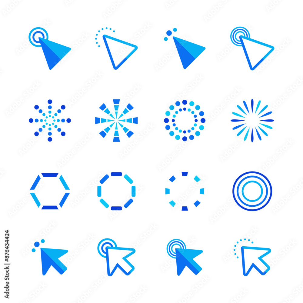 Mouse click cursor set. Hand Cursor. Click icon. Mouse pointer set. Arrow cursor. Vector illustration Mouse click cursor set. Hand Cursor. Click icon. Mouse pointer set. Arrow cursor. Vector illustration
