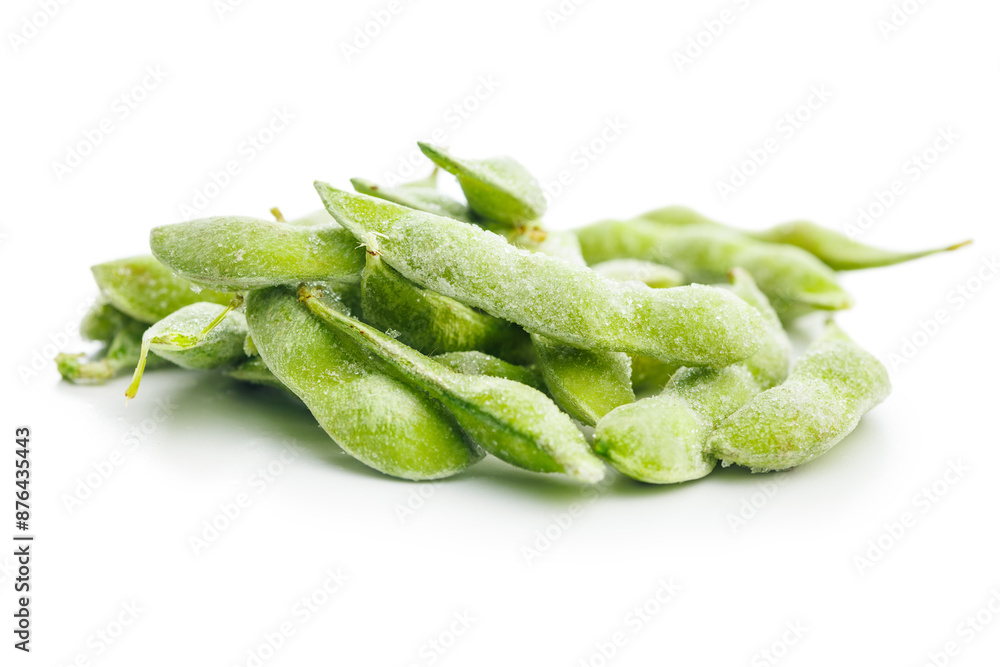 Green edamame pods. Fresh soybeans isolated on white background. Green edamame pods. Fresh soybeans isolated on white background.