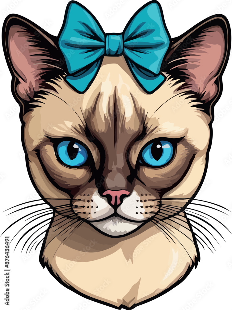 Lovely Siamese Kitten head – Vector Art of a Happy Domestic Animal Lovely Siamese Kitten head – Vector Art of a Happy Domestic Animal