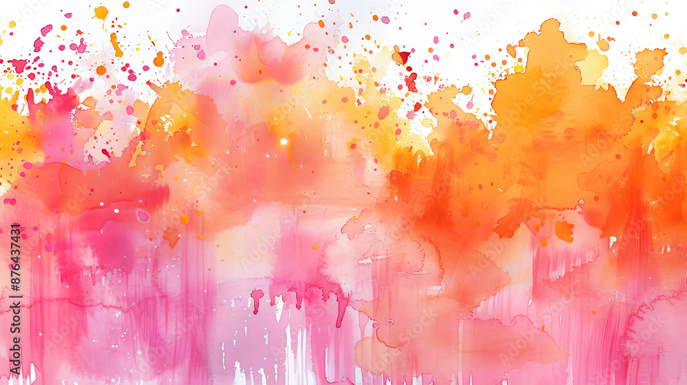 Fototapeta premium Abstract Pink and Orange Watercolor Splashes and Splotches on White Background Texture Background for Graphic Design Web Design Marketing and Social Media