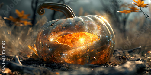 A field of pumpkins floating in the water