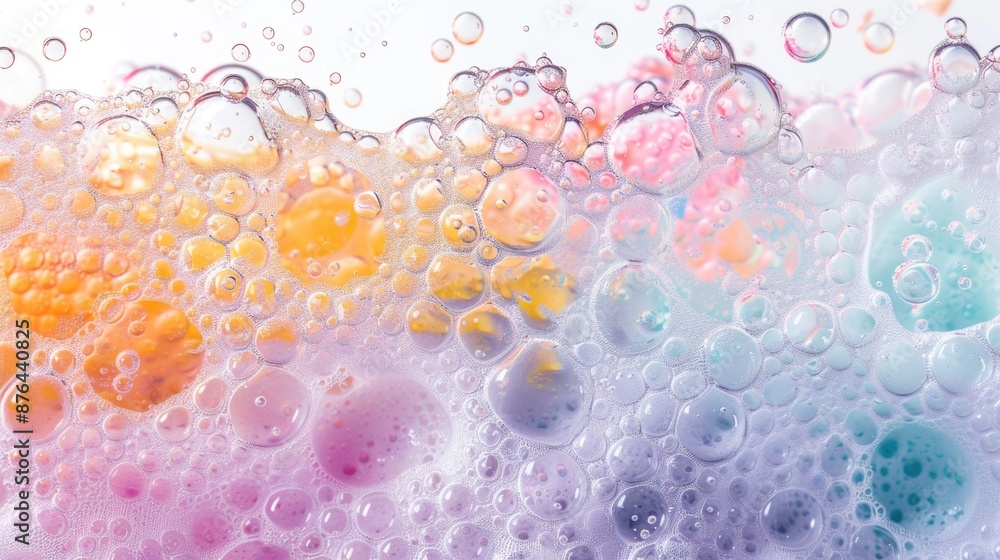 A close-up view of a mixture of colorful soap bubbles A close-up view of a mixture of colorful soap bubbles