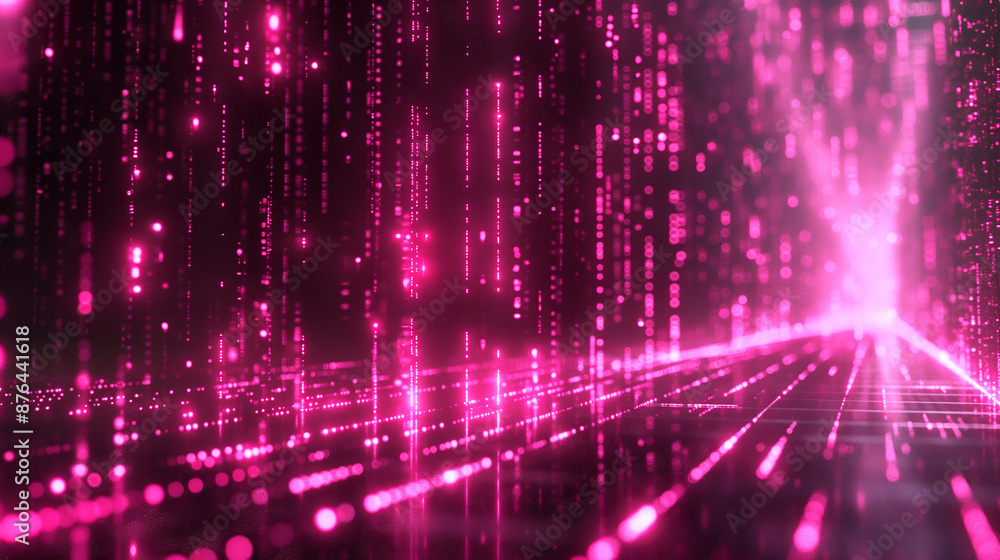 Futuristic abstract digital matrix background with neon lights and particles in cyberspace illusion Futuristic abstract digital matrix background with neon lights and particles in cyberspace illusion