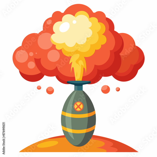 Atomic Bomb Vector Illustration on White Background Powerful Symbolism