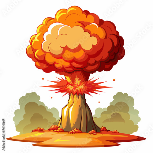 Atomic Bomb Vector Illustration on White Background Powerful Symbolism