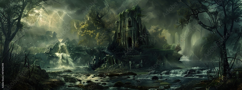 Dark Fantasy Landscape with Ruins Dark Fantasy Landscape with Ruins