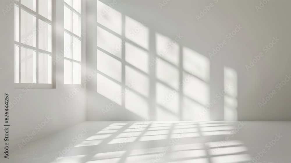 Natural Light Window Shadow Overlay on Wall Texture Abstract Background Generative AI