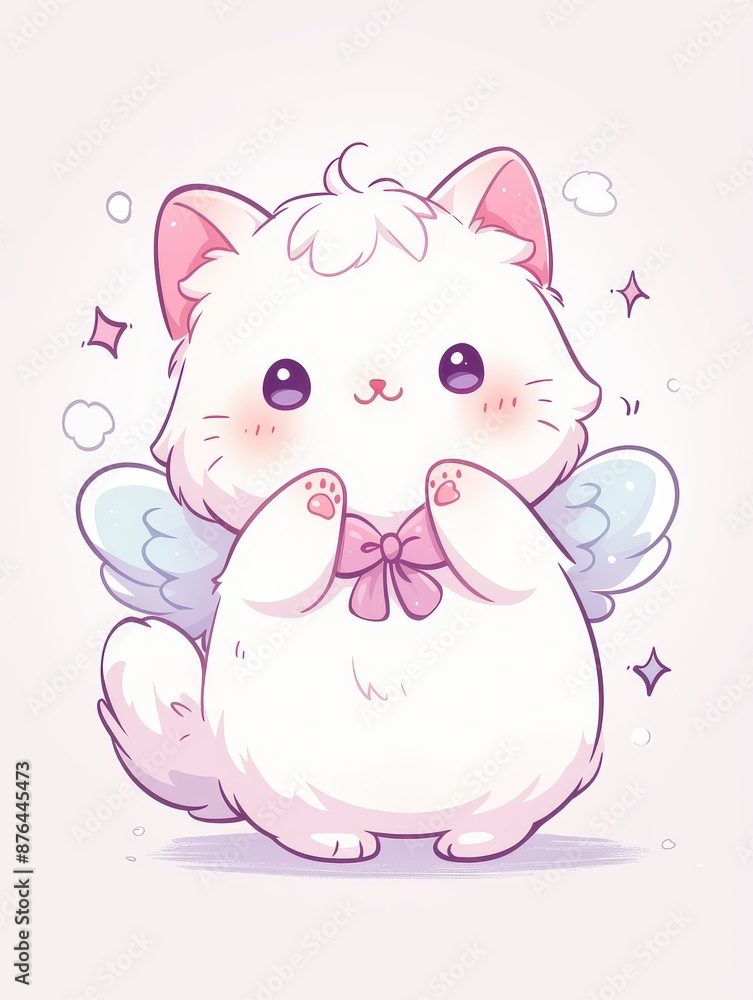 Adorable and Fluffy Winged Cat Illustration Adorable and Fluffy Winged Cat Illustration