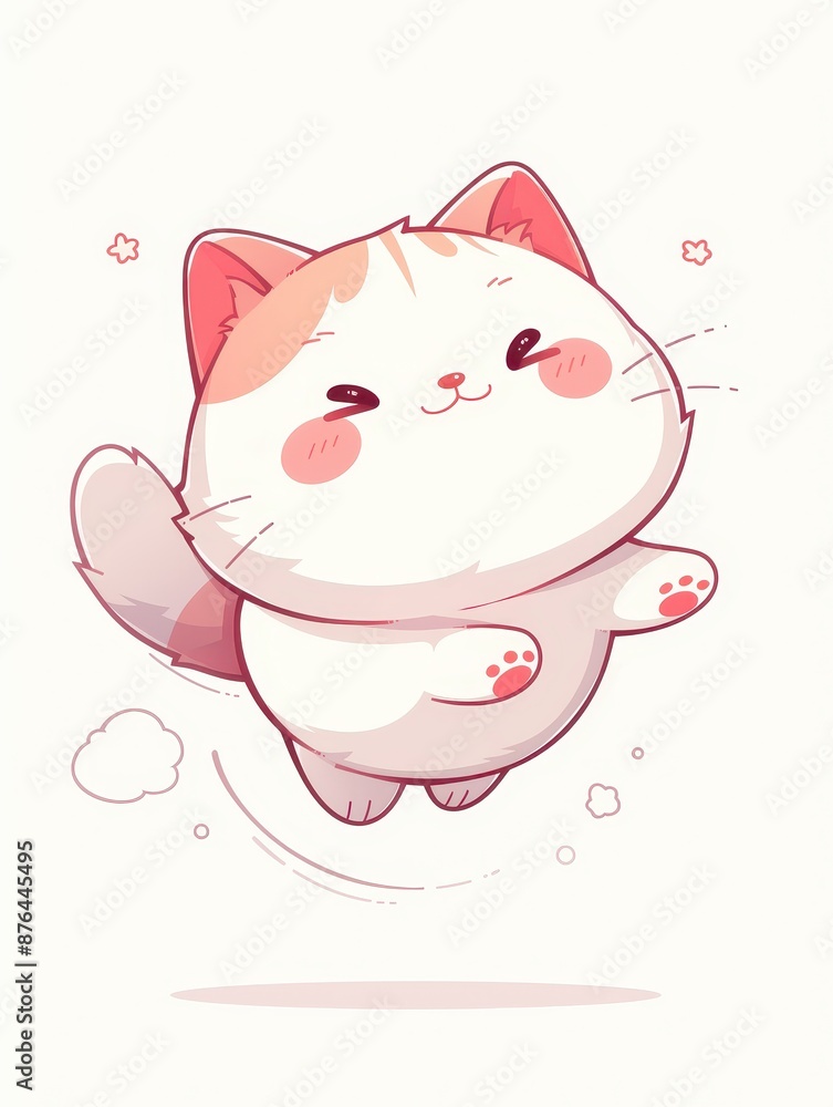 Adorable Chubby Cat with a Playful Wink and Pink Accents Adorable Chubby Cat with a Playful Wink and Pink Accents