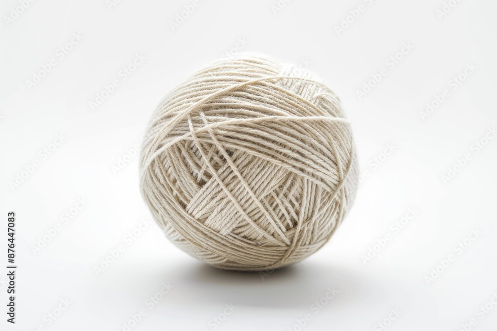 A ball of yarn on a white surface A ball of yarn on a white surface