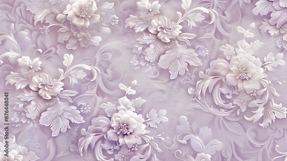 Obraz premium Elegant Floral Embossed Wallpaper