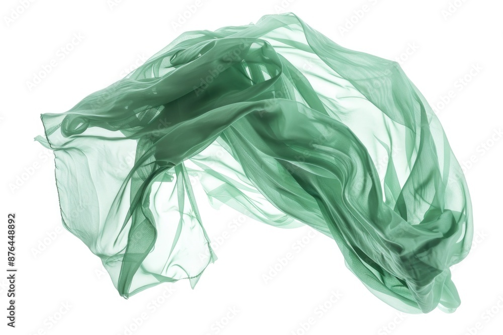 Fototapeta premium A close-up shot of a green cloth against a white background, suitable for use in design and photography projects