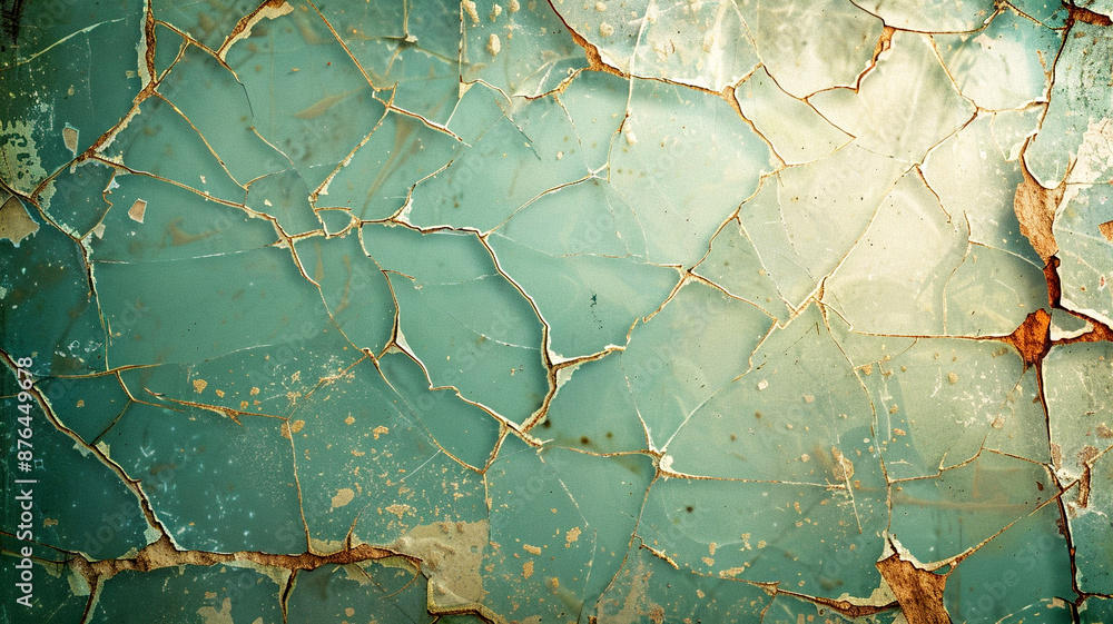 Cracked green paint on old surface Cracked green paint on old surface