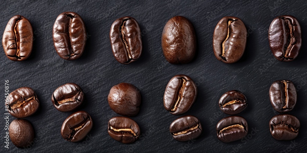 A close-up shot of a group of coffee beans sitting on a table, perfect for use in food or coffee-related contexts A close-up shot of a group of coffee beans sitting on a table, perfect for use in food or coffee-related contexts