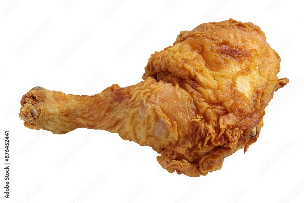 A juicy fried chicken piece on a white background, great for food or recipe illustrations A juicy fried chicken piece on a white background, great for food or recipe illustrations