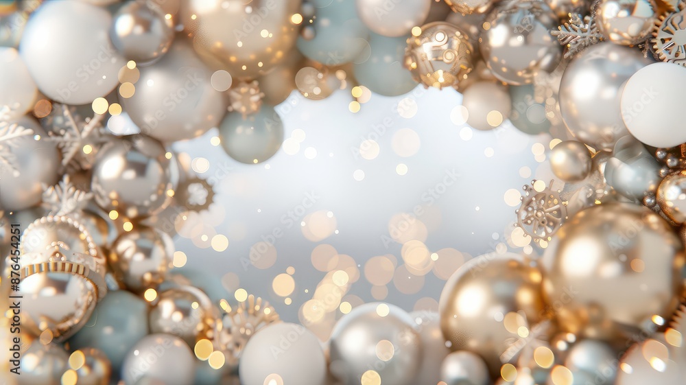 A collection of ornate, metallic steampunk ornaments hanging against a bokeh background, featuring intricate designs and warm glowing lights A collection of ornate, metallic steampunk ornaments hanging against a bokeh background, featuring intricate designs and warm glowing lights