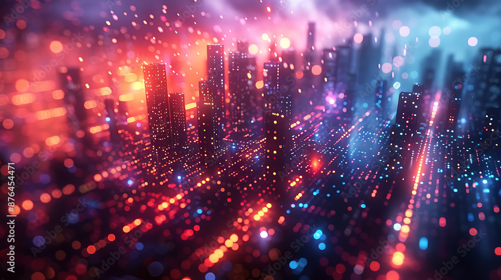 Neon City Pulse: Geometric Data Stream Neon City Pulse: Geometric Data Stream