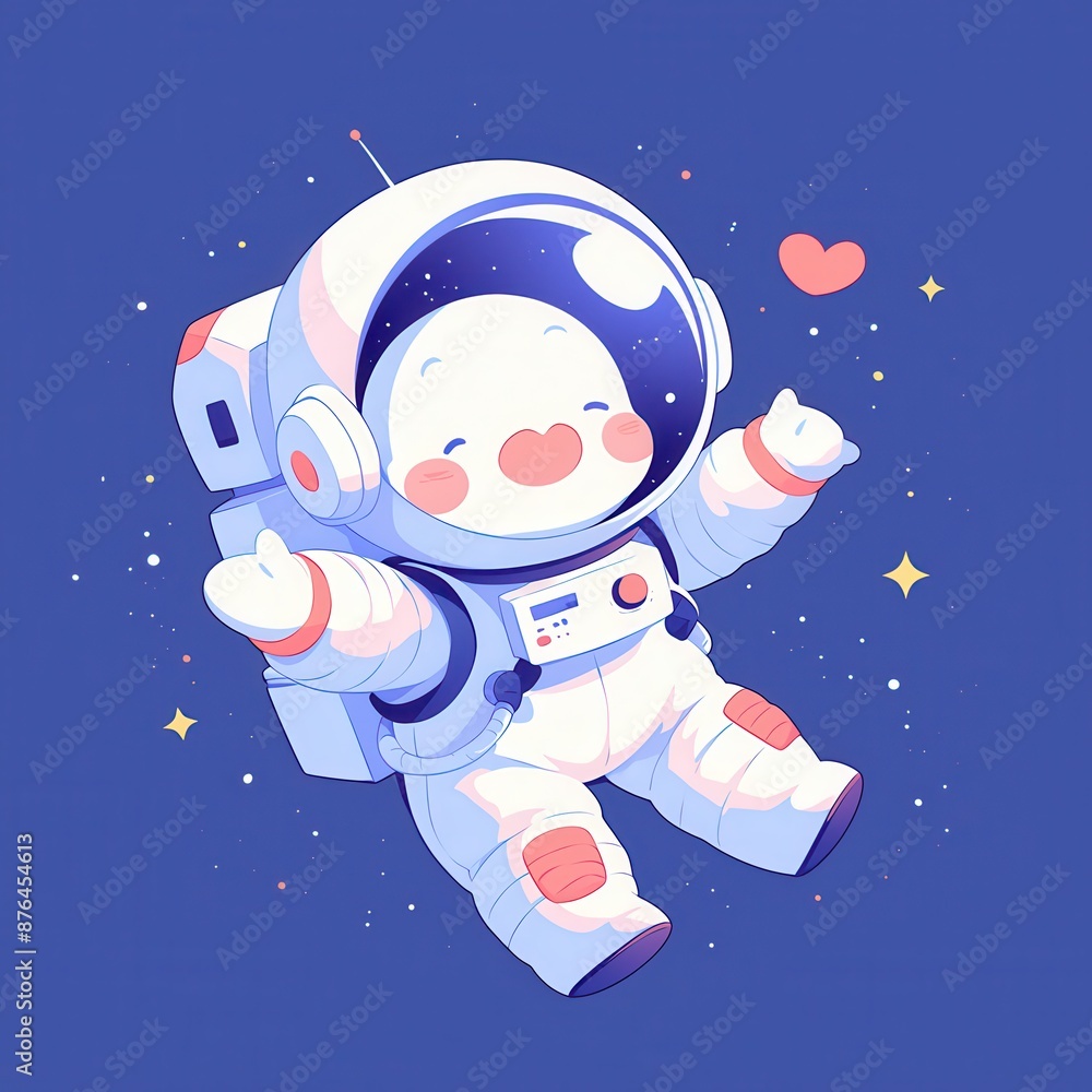 Kawaii astronaut in space surrounded by stars and a heart Kawaii astronaut in space surrounded by stars and a heart