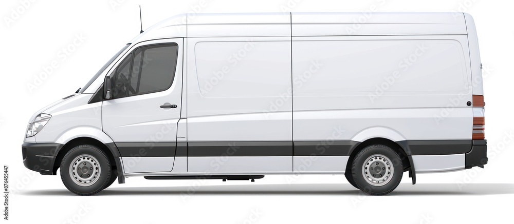 Fototapeta premium Side view of delivery van isolated on white background.