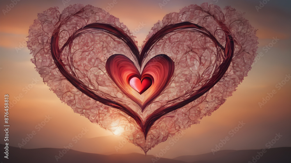 Fototapeta premium Love symbol, concept for Valentine's Day, wedding etc. Heart elements for love concept design. AI generated image