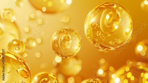Golden Euphoria Captivating Bubble Artistry on Radiant Yellow Canvas