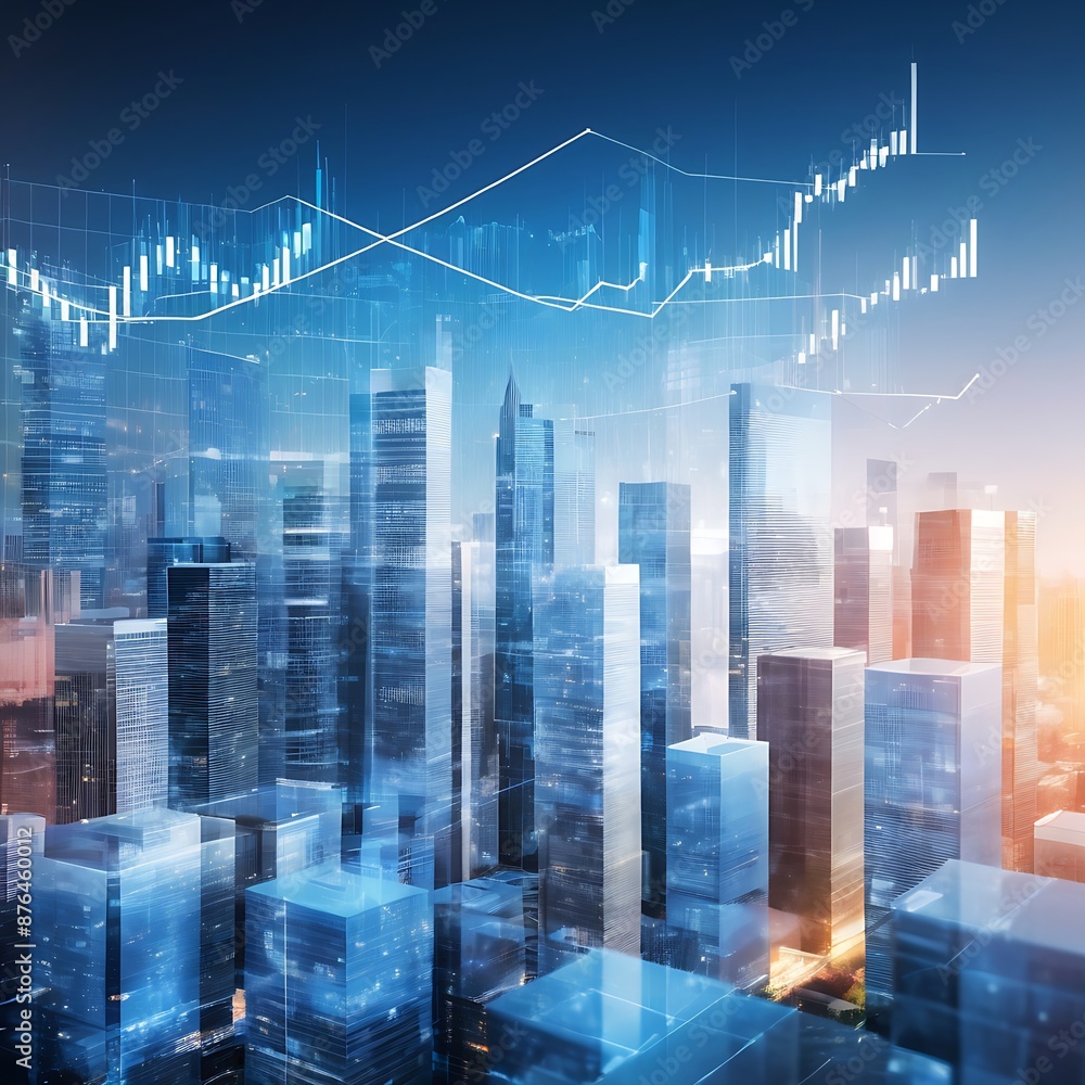 City skyline with digital data overlay ideal for technology, urban development, data analytics, and futuristic concept designs. Futuristic cityscape with data visualization. City skyline with digital data overlay ideal for technology, urban development, data analytics, and futuristic concept designs. Futuristic cityscape with data visualization.