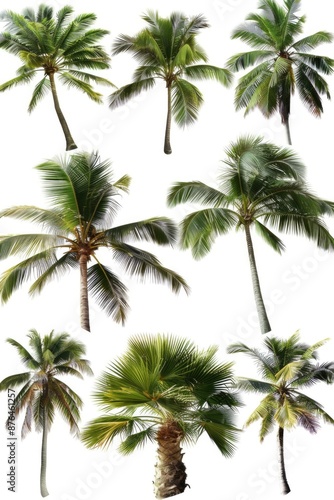 A group of palm trees against a clean and simple white background © Fotograf