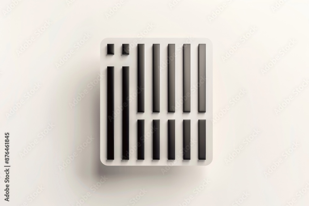 A white box with black bars and keyboard-like markings on it, possibly used for calculations or coding A white box with black bars and keyboard-like markings on it, possibly used for calculations or coding
