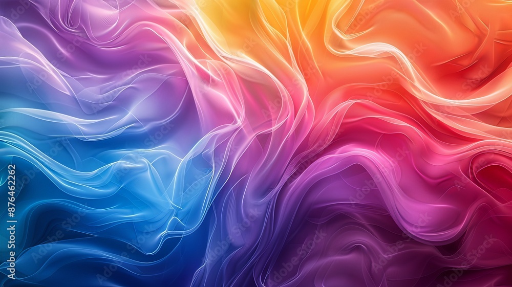 A colorful, flowing piece of fabric with a rainbow pattern A colorful, flowing piece of fabric with a rainbow pattern