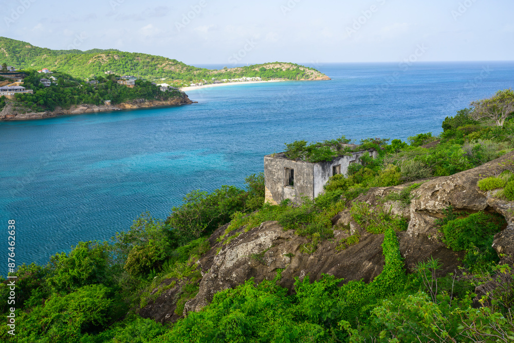 View from atop an old British military fort in the Caribbean on the Island of Antigua looking over Deep Bay. View from atop an old British military fort in the Caribbean on the Island of Antigua looking over Deep Bay.