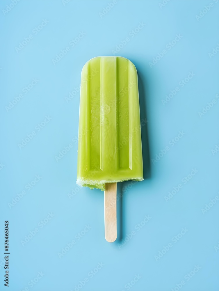 Light Green Popsicle on a summery blue Background with Copy Space Light Green Popsicle on a summery blue Background with Copy Space
