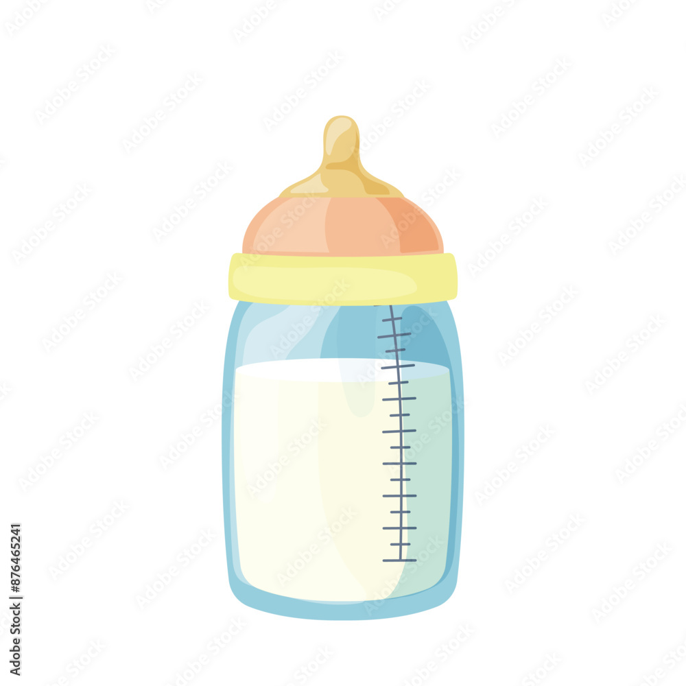 Glass or plastic milk bottle for newborn baby feeding with liquid nutrition equipped latex pacifier Glass or plastic milk bottle for newborn baby feeding with liquid nutrition equipped latex pacifier