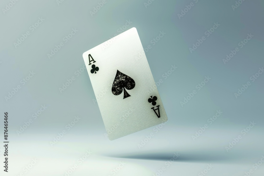 Close-up shot of a playing card suspended in mid-air, ideal for use in illustrations or designs related to games, leisure, and entertainment Close-up shot of a playing card suspended in mid-air, ideal for use in illustrations or designs related to games, leisure, and entertainment
