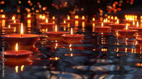 Wallpaper Mural Divine Diwali Glowing Diyas Reflecting in Tranquil Waters Torontodigital.ca