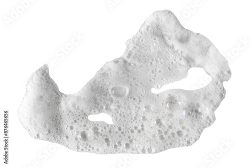 Fotografie Soap foam, colorful bubbles isolated on white, top view