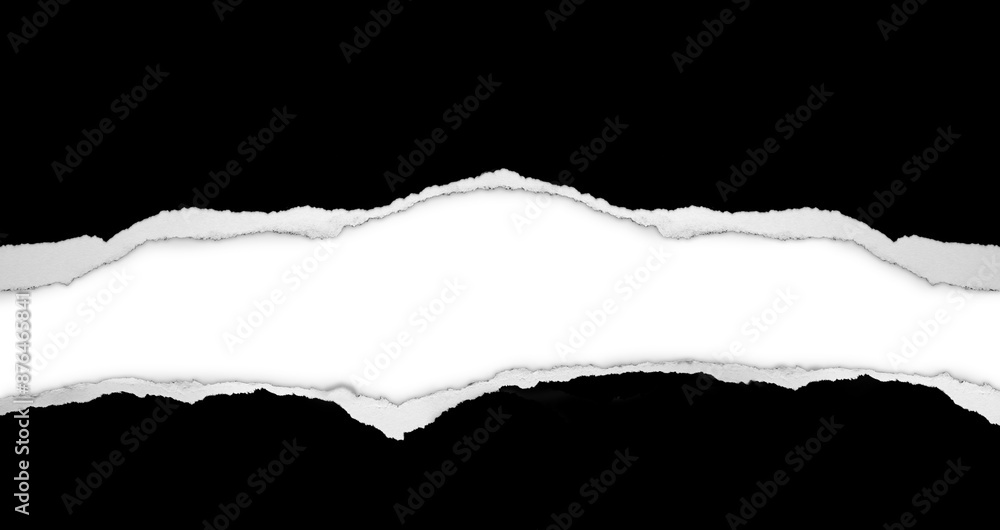 Ripped black paper on white background, space for copy Ripped black paper on white background, space for copy