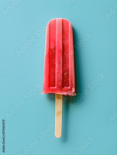 Light Red Popsicle on a summery blue Background with Copy Space