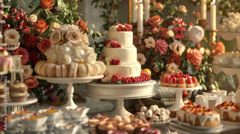 Indulgent Farewell Feast Decadent Dessert Table Overflowing with Sweet Delights Cakes Pastries and Floral Decorations for Festive Celebration Indulgent Farewell Feast Decadent Dessert Table Overflowing with Sweet Delights Cakes Pastries and Floral Decorations for Festive Celebration