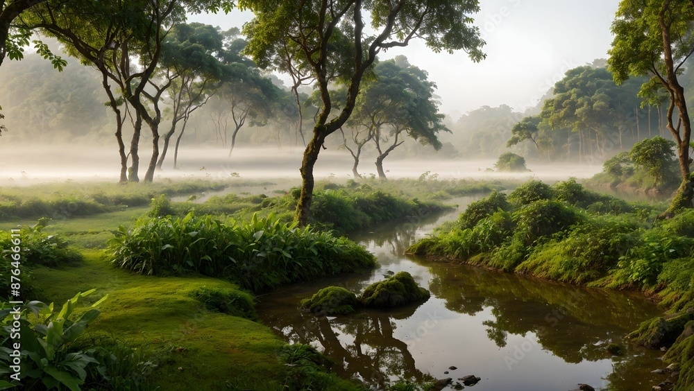 Obraz premium morning on the river