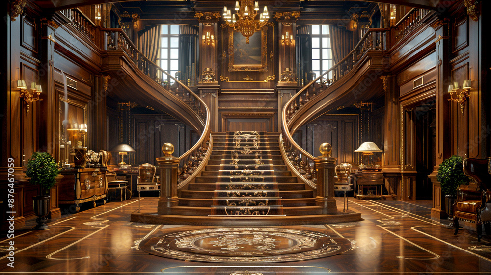 Obraz premium Grand staircase in a luxurious mansion