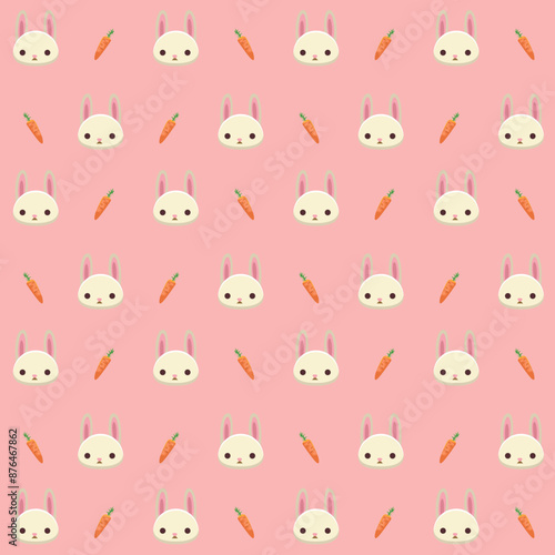 Seamless Bunnies pattern, Easter Wallpaper - Illustration