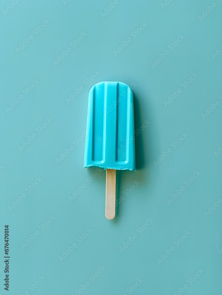 Turquoise Popsicle on a summery blue Background with Copy Space Turquoise Popsicle on a summery blue Background with Copy Space