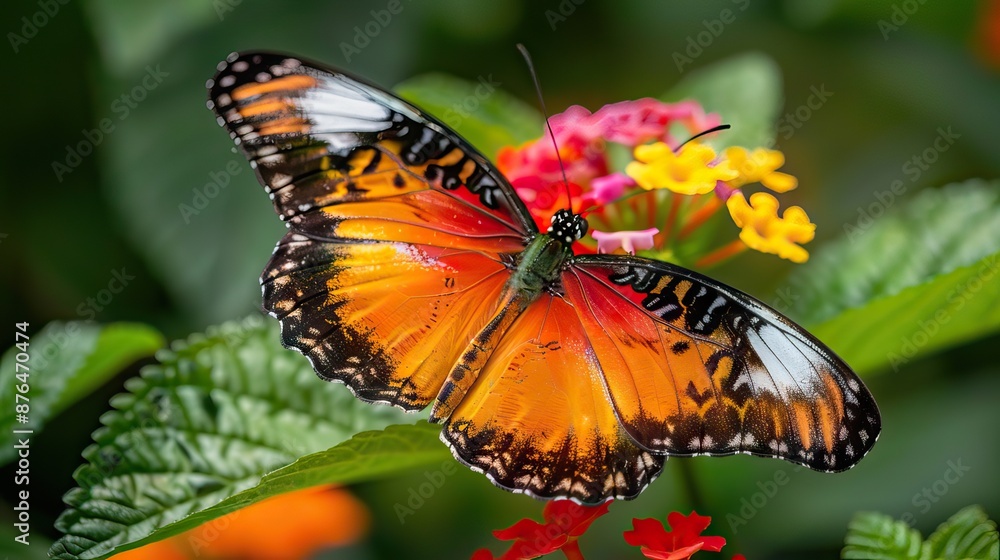 A close-up of a vibrant butterfly on a flower, highlighting the intricate details of nature. Generative AI A close-up of a vibrant butterfly on a flower, highlighting the intricate details of nature. Generative AI