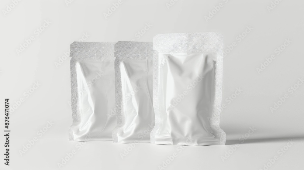 A pair of white bags sitting together A pair of white bags sitting together