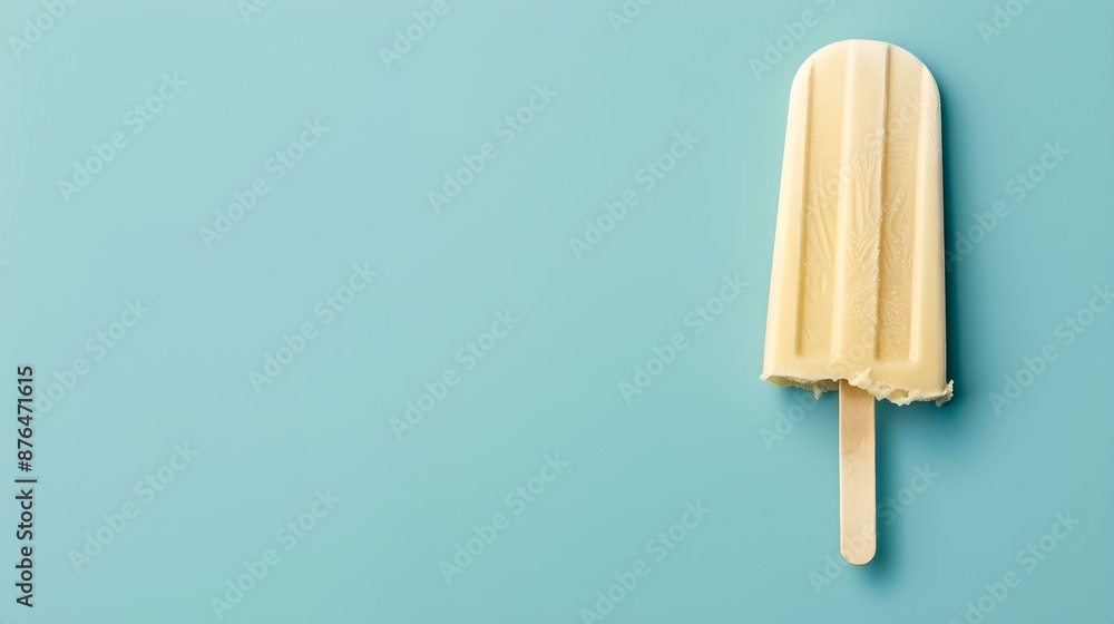 Beige Popsicle on a summery blue Background with Copy Space Beige Popsicle on a summery blue Background with Copy Space