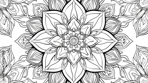 Wallpaper Mural Mandala lotus coloring book for relaxation and calm with harmonious floral designs Torontodigital.ca