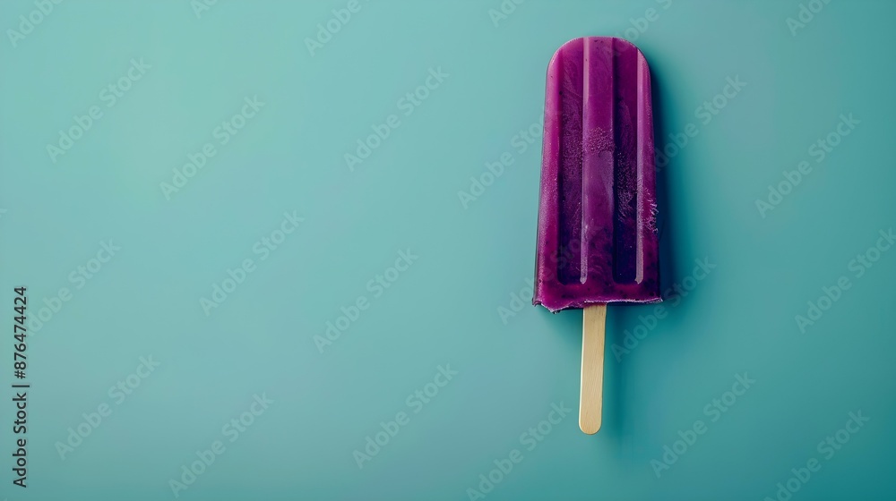 Dark Purple Popsicle on a summery blue Background with Copy Space Dark Purple Popsicle on a summery blue Background with Copy Space