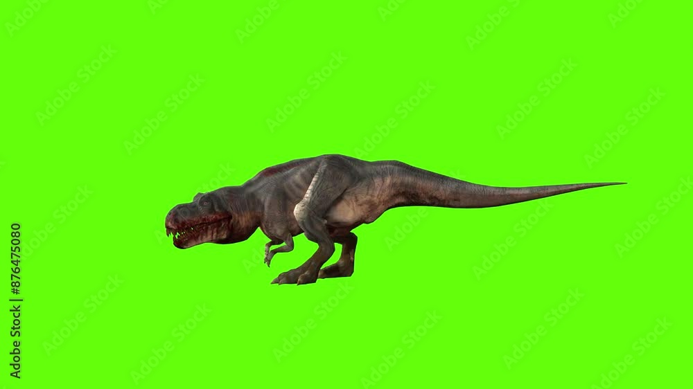 T-rex momma dinosaur head hit green screen animation 3D rendering T-rex momma dinosaur head hit green screen animation 3D rendering